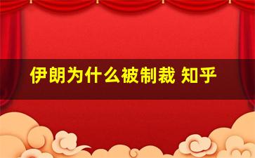 伊朗为什么被制裁 知乎